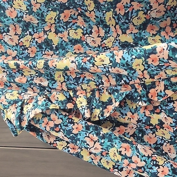Topshop Floral Open Back Frill Puff Sleeve Midi Dress-Size 14 - Picture 15 of 17